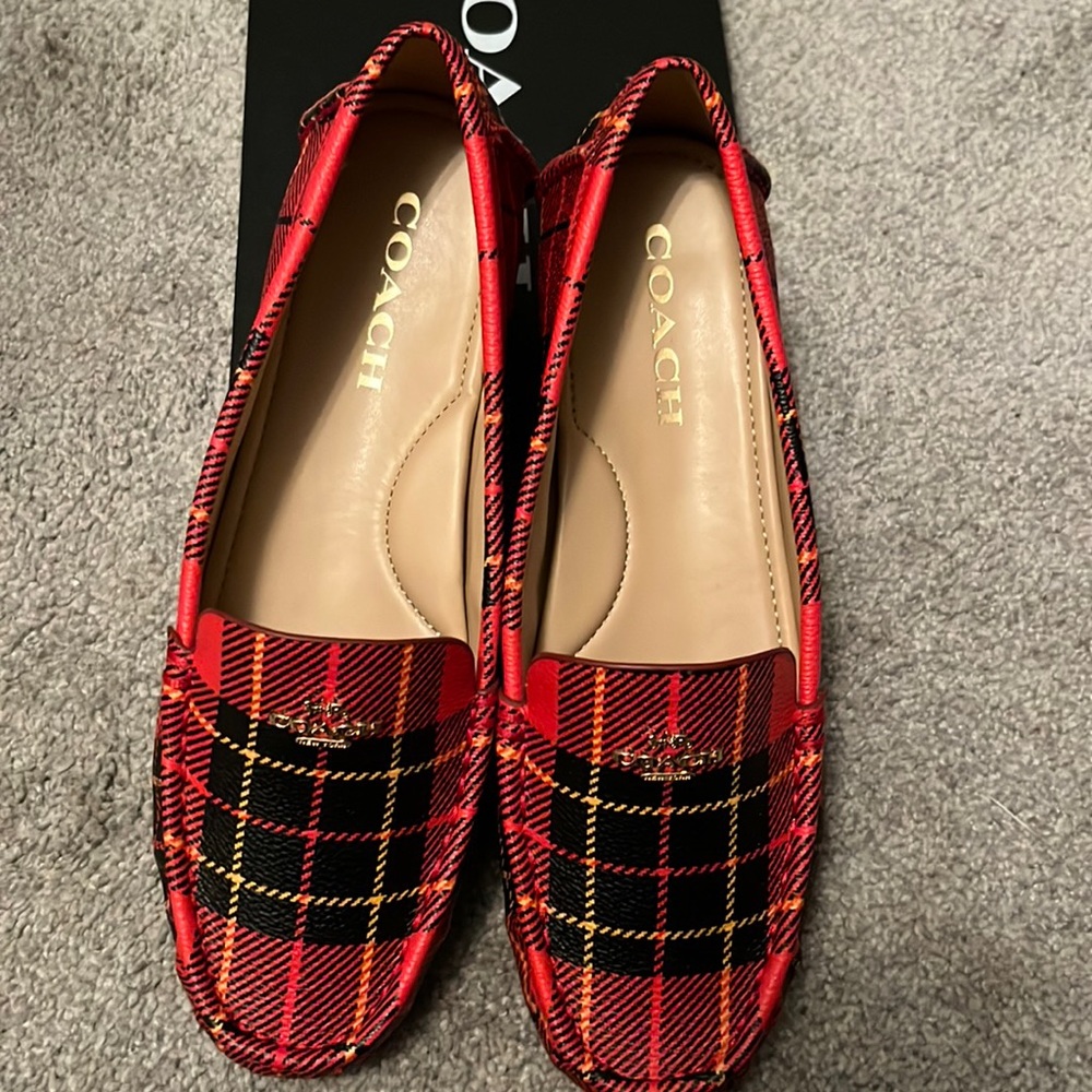 Coach Marley Driver with Plaid Print in Red